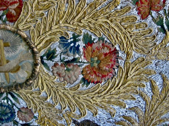 17th century venetian glass embroidery tapestry antependium 5959