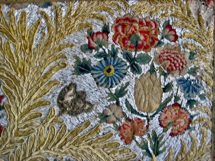 17th century venetian glass embroidery tapestry antependium 9973