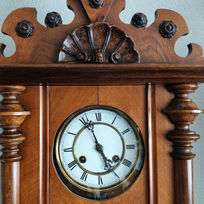 1897 1898 antique german mechanical wooden wall clock rudolf haas and sohn 2441