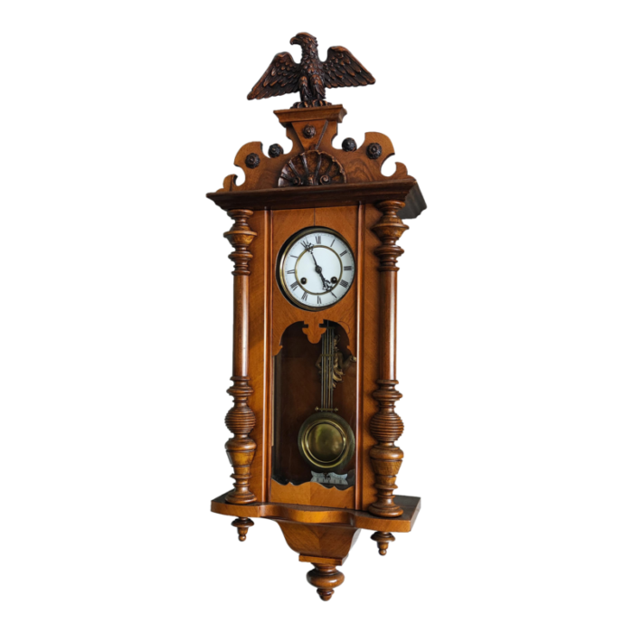 1897 1898 antique german mechanical wooden wall clock rudolf haas and sohn 5962