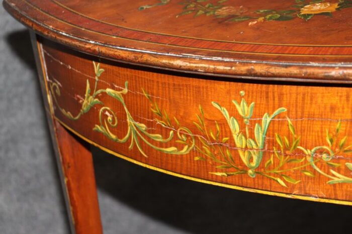 18th century adams painted decorated demilune two tier console table 0883