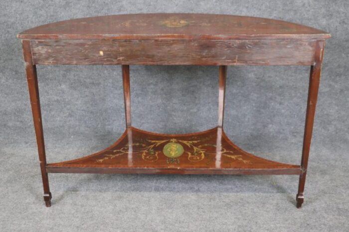 18th century adams painted decorated demilune two tier console table 5634