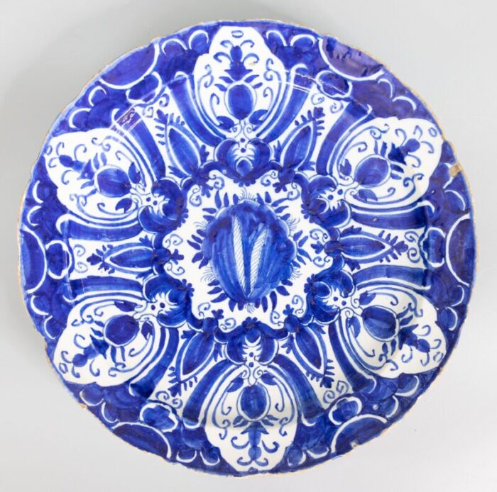 18th century antique dutch delft faience tulip charger 6591