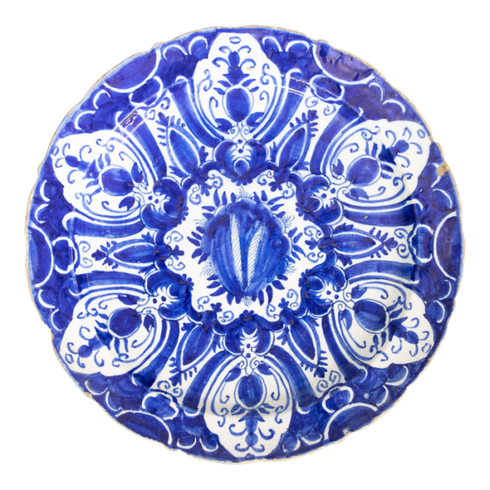 18th century antique dutch delft faience tulip charger 6647