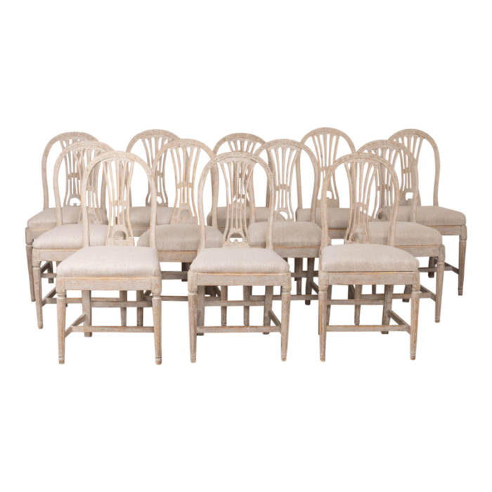 18th century swedish gustavian painted oval back wheat sheaf chairs set of 12 8672