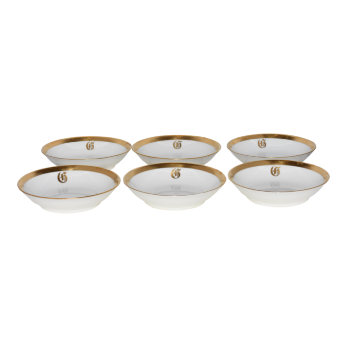 1920s haviland limoges france gold monogram berry bowls set of 6 9537