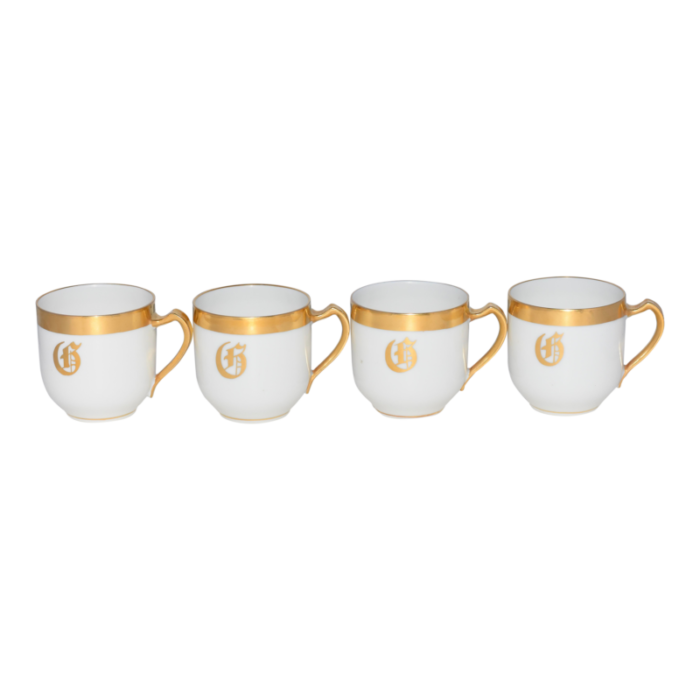 1920s haviland limoges france gold monogram demitasse cups set of 4 2059