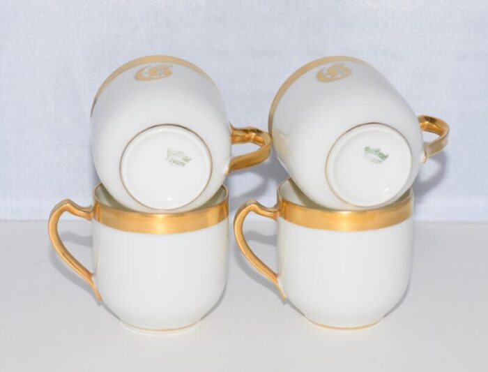 1920s haviland limoges france gold monogram demitasse cups set of 4 5680