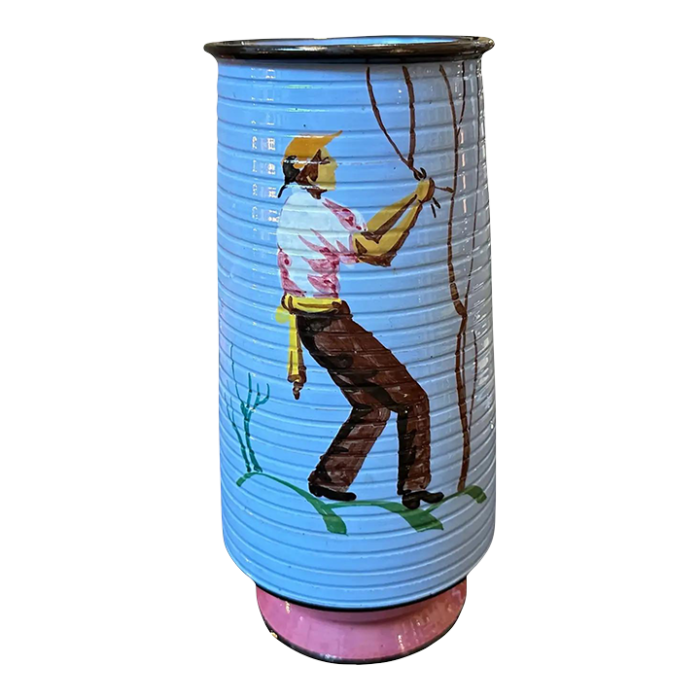 1930s art deco polychrome hand painted terracotta italian vase 3584