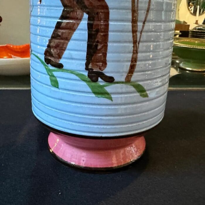 1930s art deco polychrome hand painted terracotta italian vase 4664