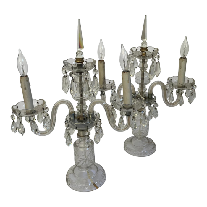 1930s crystal chandelier table lanps a pair 6245