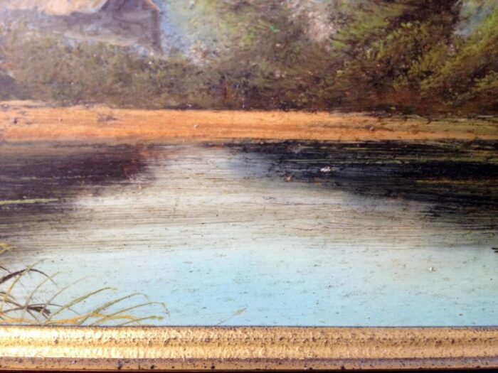 1930s english landscape painting oil on board vintage framed 0569