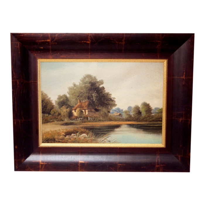 1930s english landscape painting oil on board vintage framed 5651