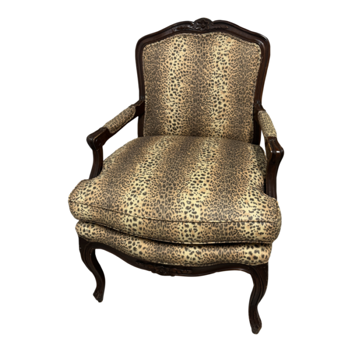 1940s french bergere chair with leopard print fabric 1632