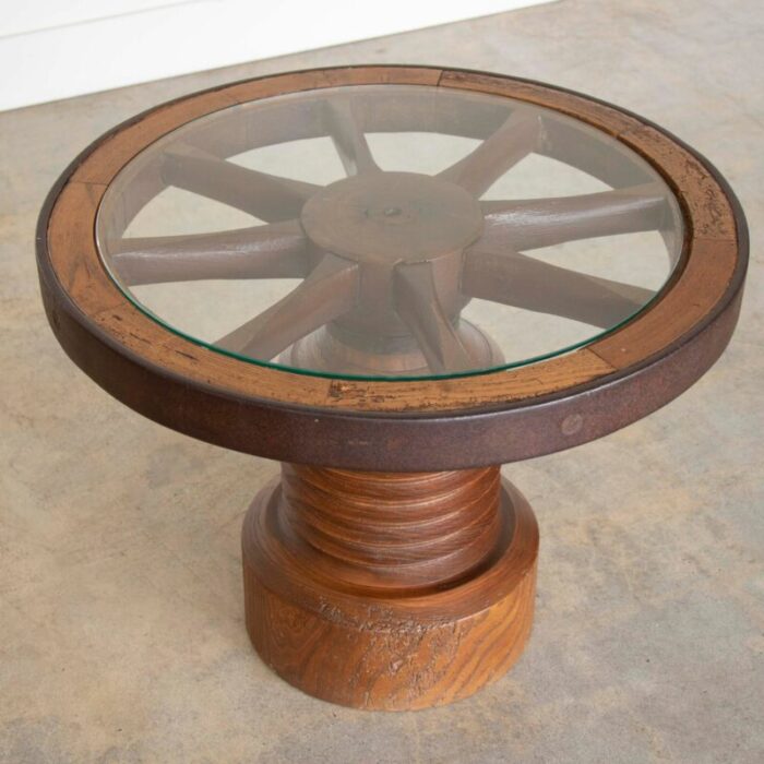 1940s french carved wood and glass table 5970