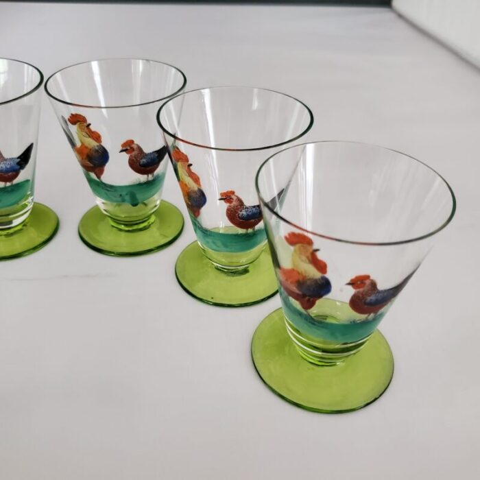 1940s hand painted juice glasses set of 6 0212