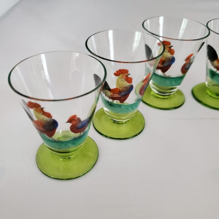 1940s hand painted juice glasses set of 6 0336