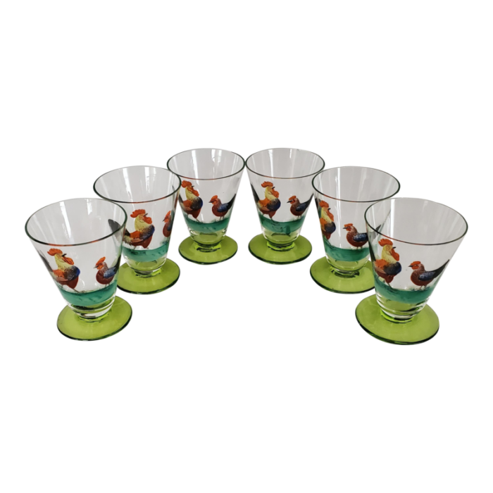 1940s hand painted juice glasses set of 6 6533