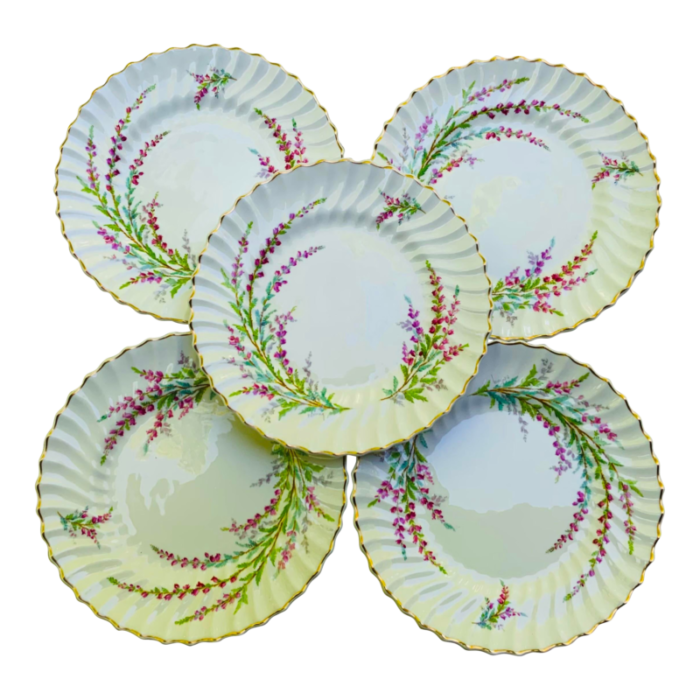 1940s royal doulton bone china bell heather hand painted dinner plates set of 5 2706