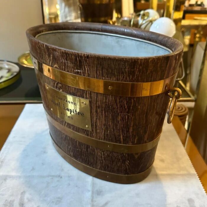 1950s art deco oak and brass french wine cooler by g lafitte for abel lepitre 0586