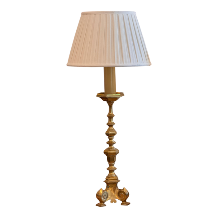 1950s brass altar stick lamp 7695