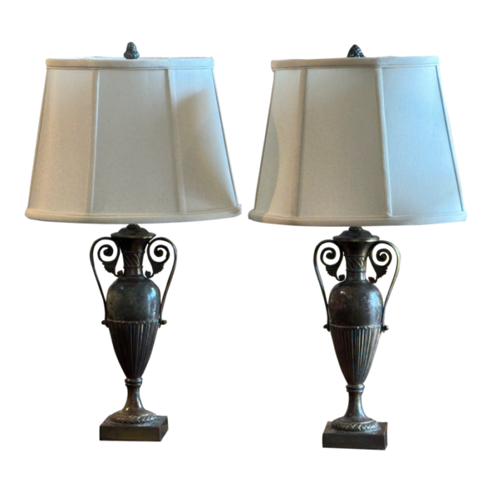 1950s pair of marble urn lamps 5849