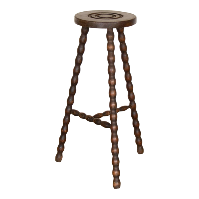 1950s tall french wood tripod stool 2032