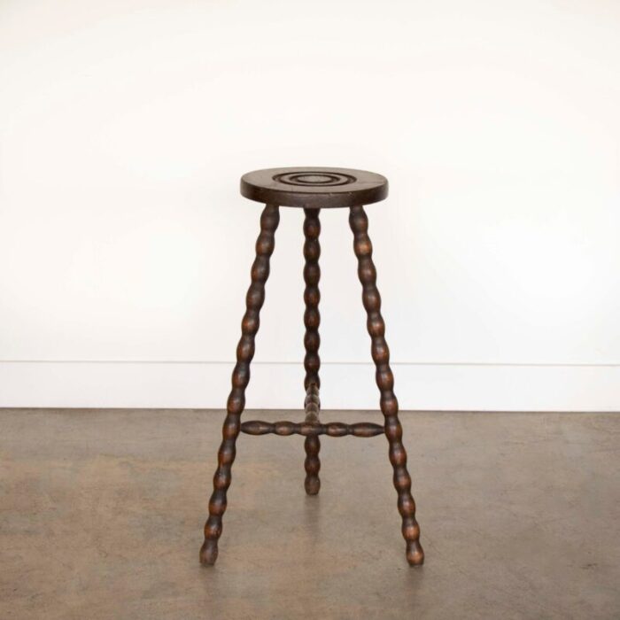 1950s tall french wood tripod stool 5489