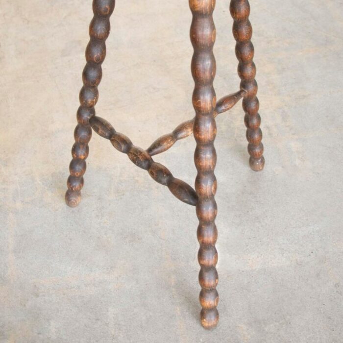 1950s tall french wood tripod stool 5875