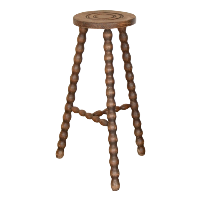 1950s tall french wood tripod stool 9457