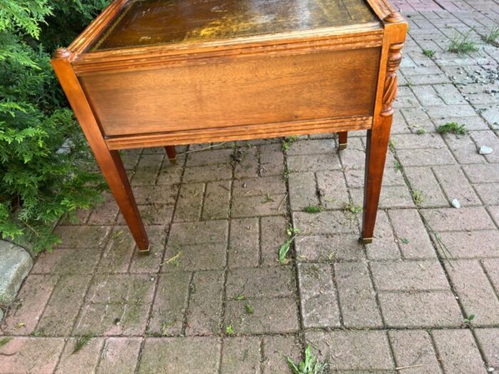 1950s vintage leather top side tables set of 2 1590