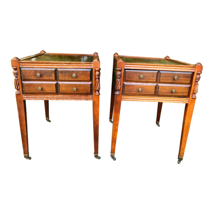 1950s vintage leather top side tables set of 2 4717