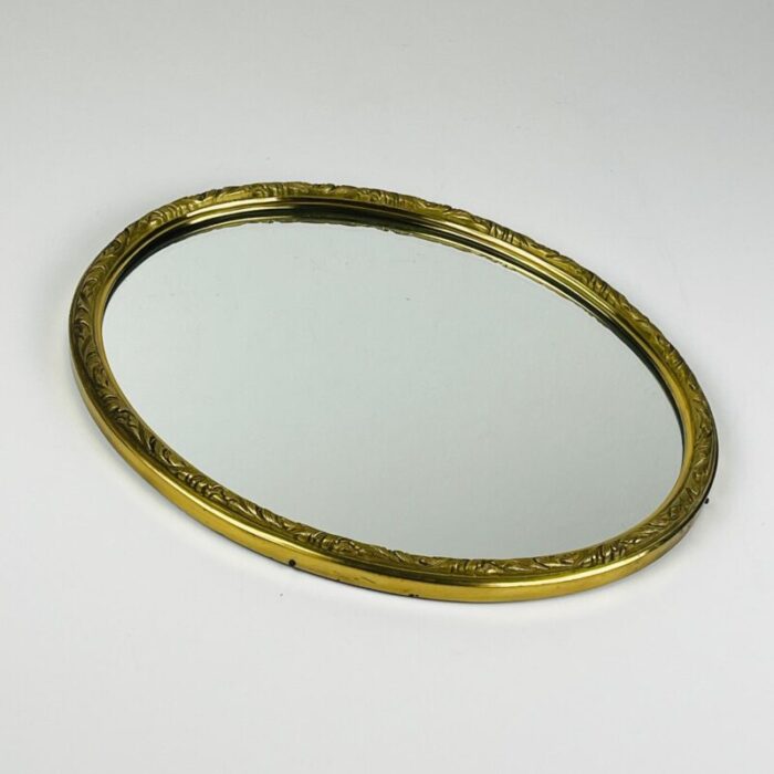 1950s vintage mirror in brass frame italy 4300