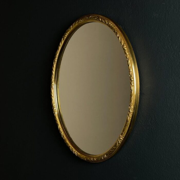 1950s vintage mirror in brass frame italy 9816