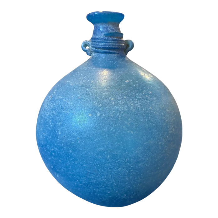 1960s cenedese attributable light blue scavo murano glass vase 1115