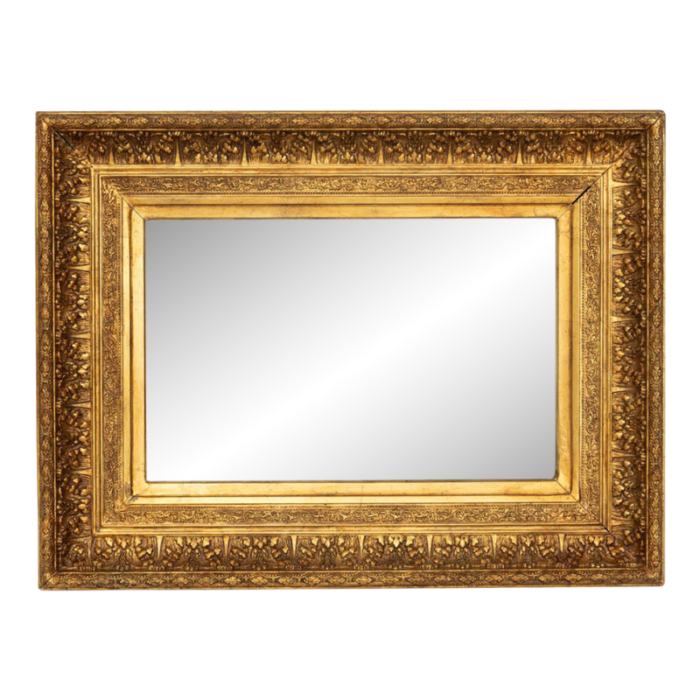 1960s classic style rectangular golden mirror 2684