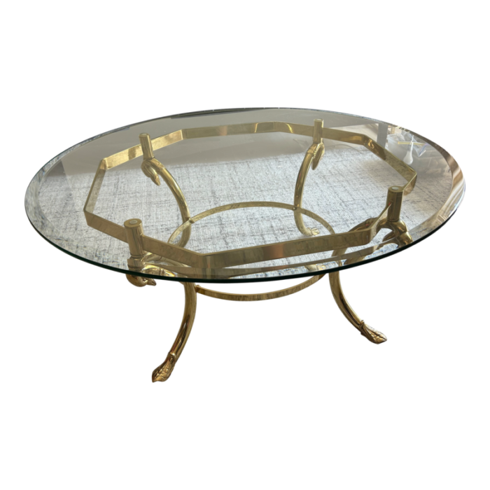 1960s glass and brass swan coffee table 1352