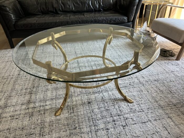 1960s glass and brass swan coffee table 5987