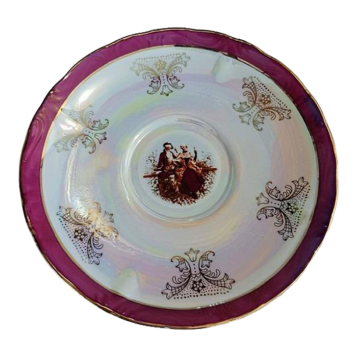 1960s gna fine porcelain saucer for tea cup 24k gold iridescent victorian 0178