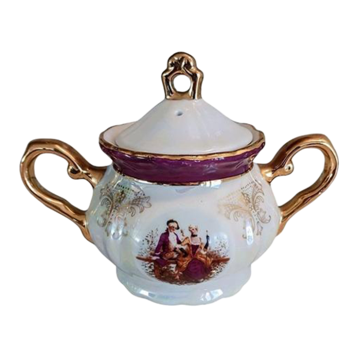 1960s gna fine porcelain sugar bowl with lid 24k hand painted victorian iridescent 1460