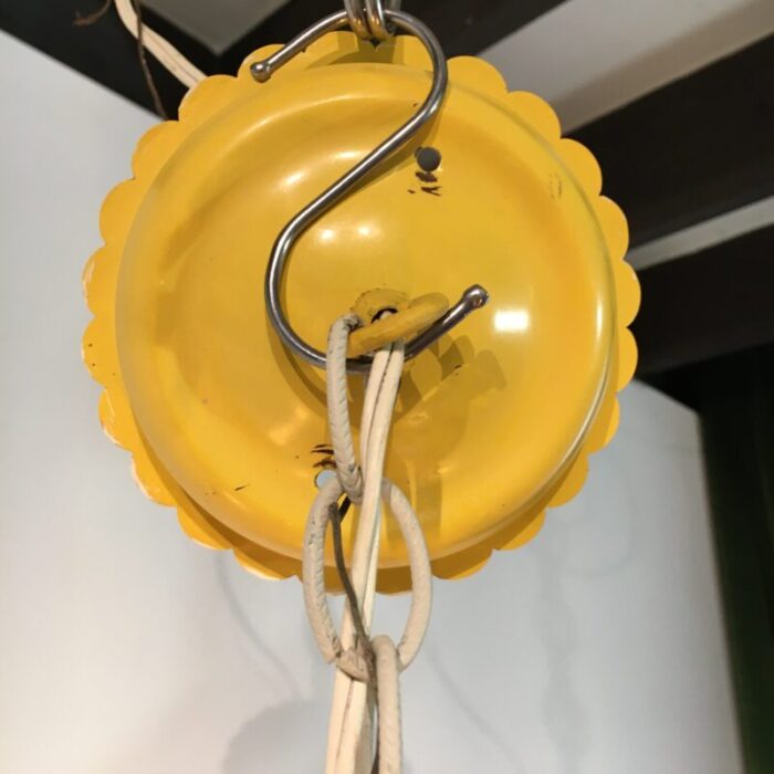 1960s italian tole 5 light chandelier in canary yellow grass green 8031