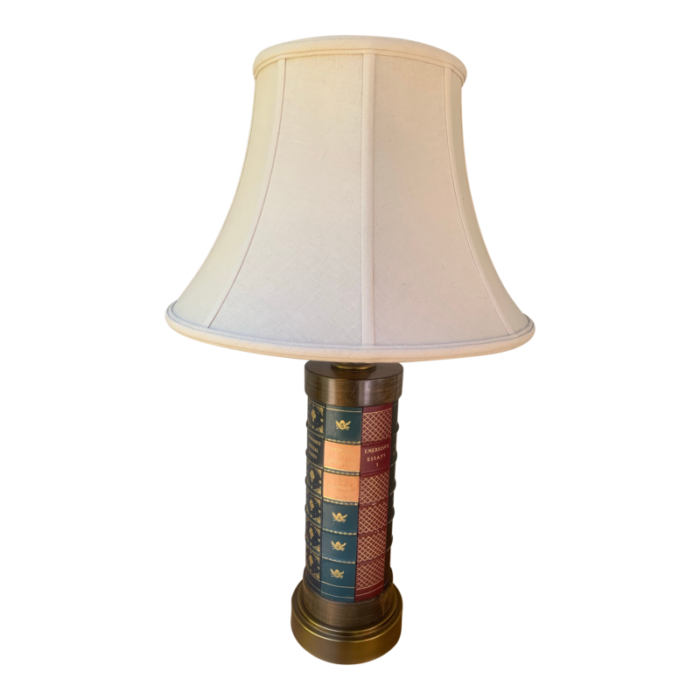 1960s leather bound library books lamp 8648