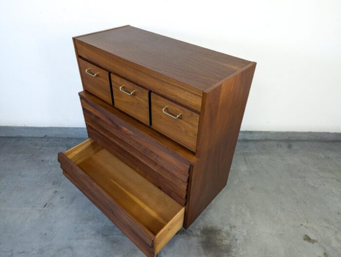 1960s mid century modern dania highboy dresser by merton gershun for american of martinsville 0447