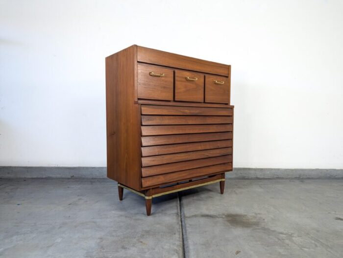 1960s mid century modern dania highboy dresser by merton gershun for american of martinsville 8738