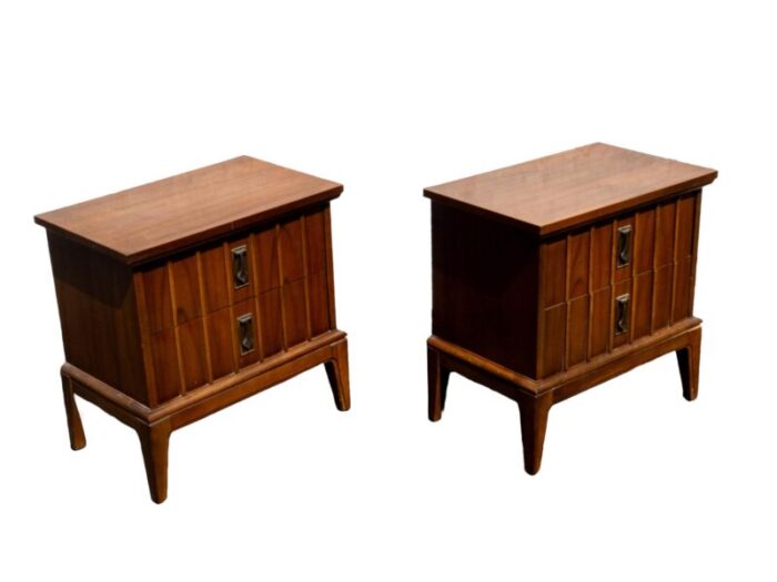 1960s mid century modern dixie furniture walnut nightstands a pair 6688