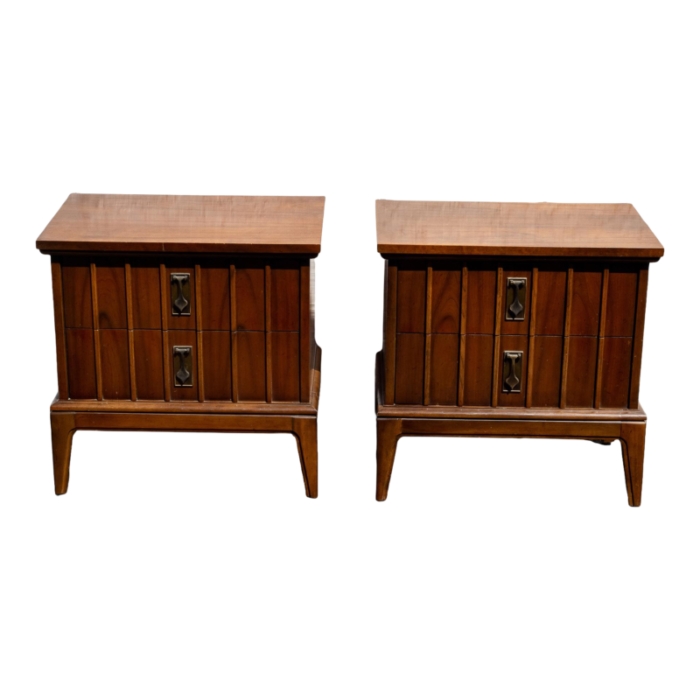 1960s mid century modern dixie furniture walnut nightstands a pair 6822