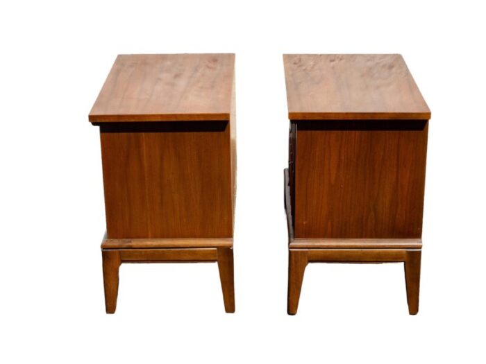 1960s mid century modern dixie furniture walnut nightstands a pair 7112