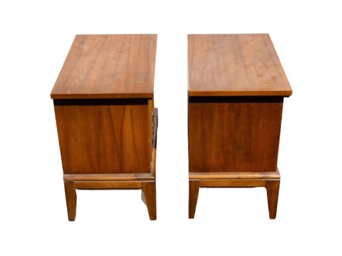 1960s mid century modern dixie furniture walnut nightstands a pair 9959