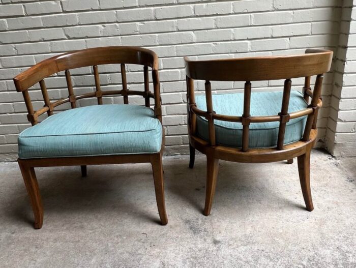 1960s mid century modern edward wormley for drexel style barrel back armchairs a pair 9389