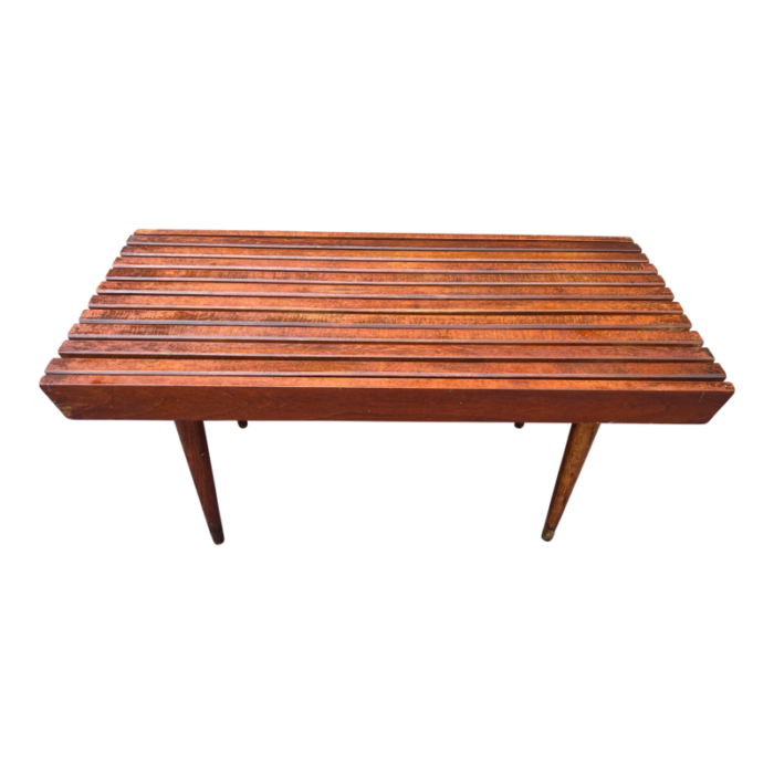 1960s vintage mid century slat bench or coffee table 1301